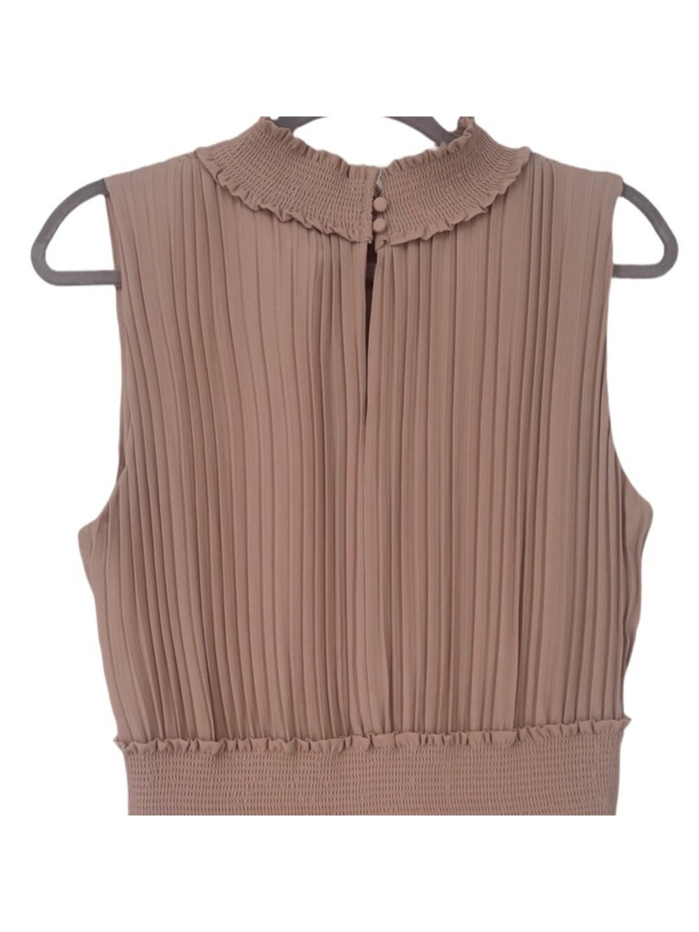Nanette Lepore Mauve Rose Pleated Midi Dress 12 Mock Neck Wedding Guest - Picture 3 of 7